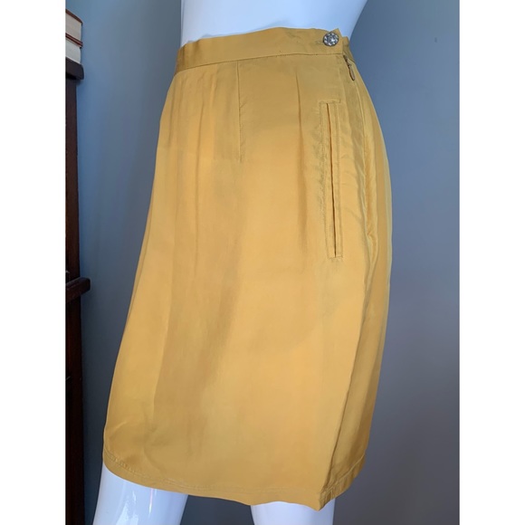 Vintage PK Mui : silk mustard pencil skirt - Picture 1 of 9